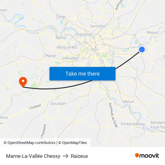 Marne-La-Vallée Chessy to Raizeux map