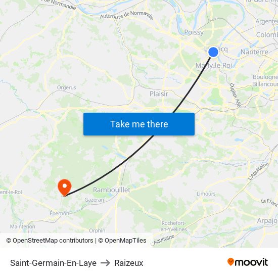 Saint-Germain-En-Laye to Raizeux map