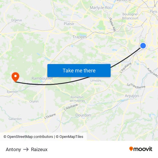 Antony to Raizeux map