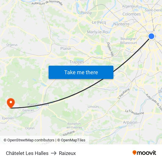 Châtelet Les Halles to Raizeux map