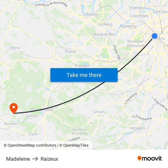 Madeleine to Raizeux map