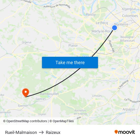 Rueil-Malmaison to Raizeux map