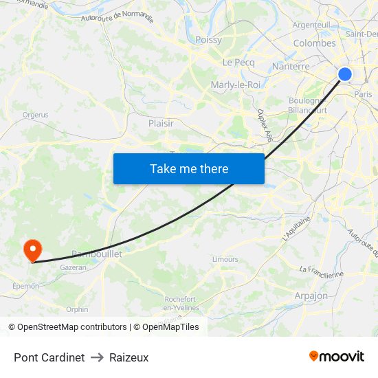 Pont Cardinet to Raizeux map