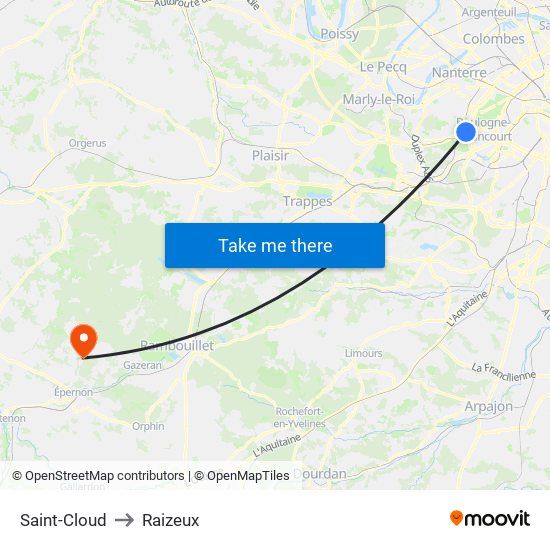 Saint-Cloud to Raizeux map