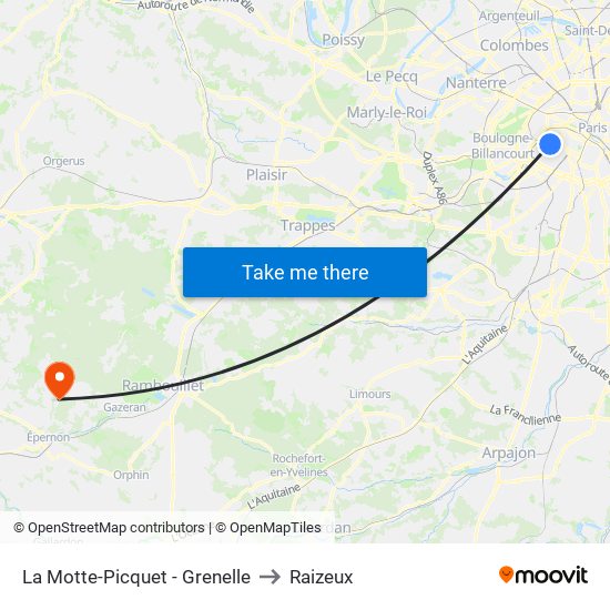 La Motte-Picquet - Grenelle to Raizeux map