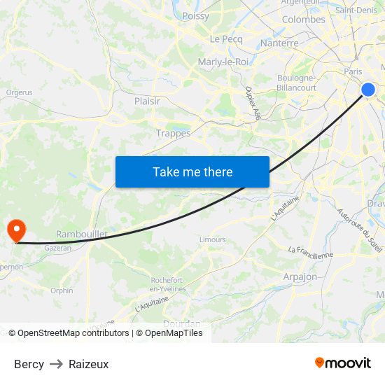 Bercy to Raizeux map