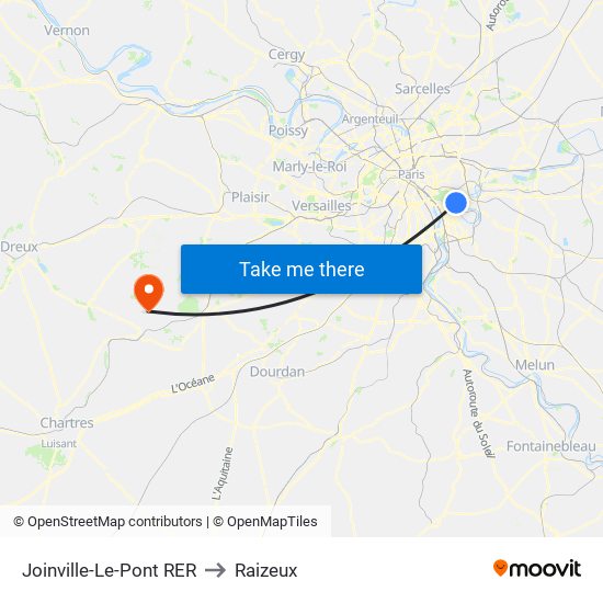 Joinville-Le-Pont RER to Raizeux map