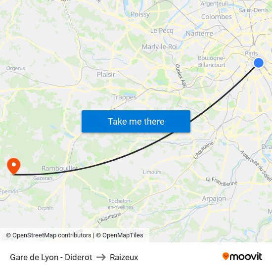 Gare de Lyon - Diderot to Raizeux map