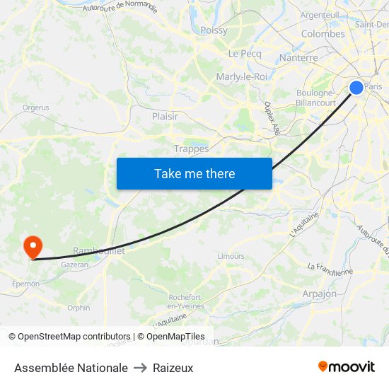 Assemblée Nationale to Raizeux map