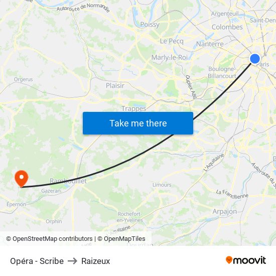 Opéra - Scribe to Raizeux map