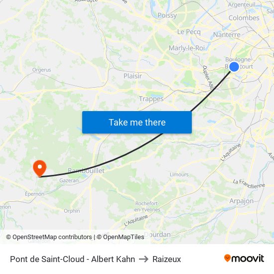 Pont de Saint-Cloud - Albert Kahn to Raizeux map