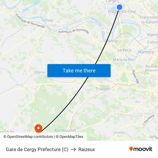 Gare de Cergy Préfecture (C) to Raizeux map