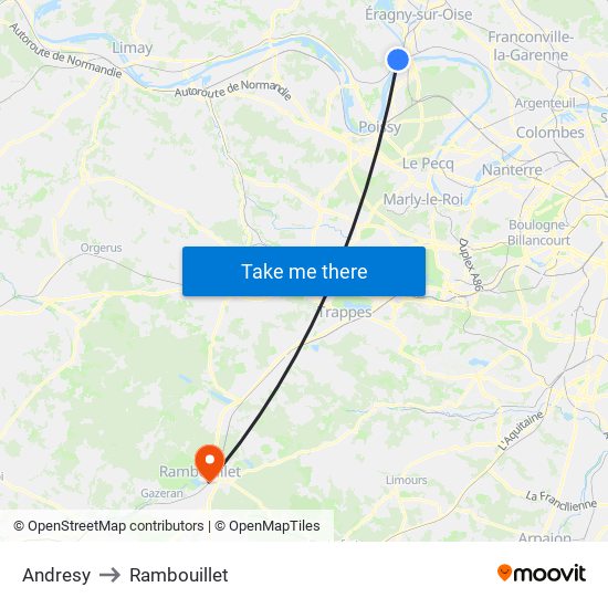 Andresy to Rambouillet map