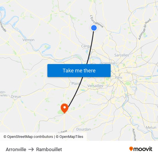 Arronville to Rambouillet map