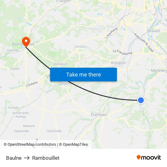 Baulne to Rambouillet map