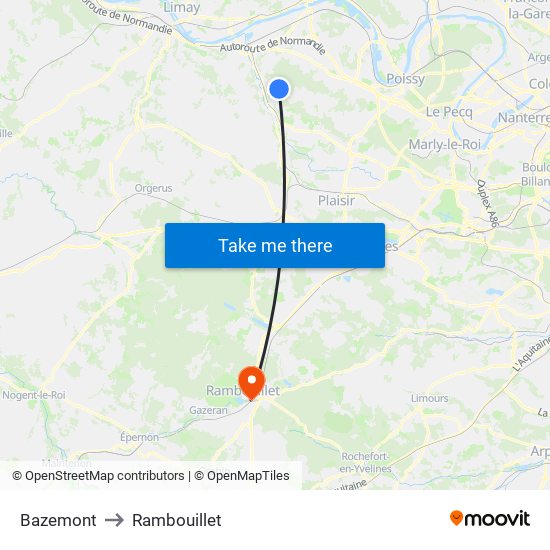 Bazemont to Rambouillet map