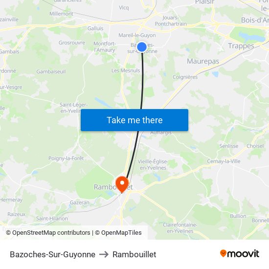 Bazoches-Sur-Guyonne to Rambouillet map