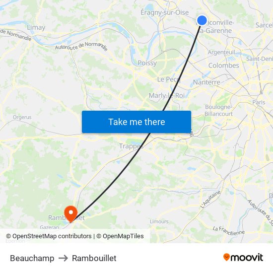 Beauchamp to Rambouillet map