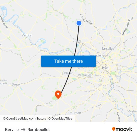 Berville to Rambouillet map