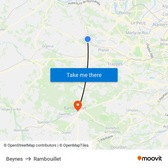 Beynes to Rambouillet map