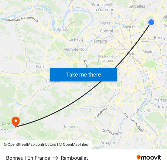 Bonneuil-En-France to Rambouillet map
