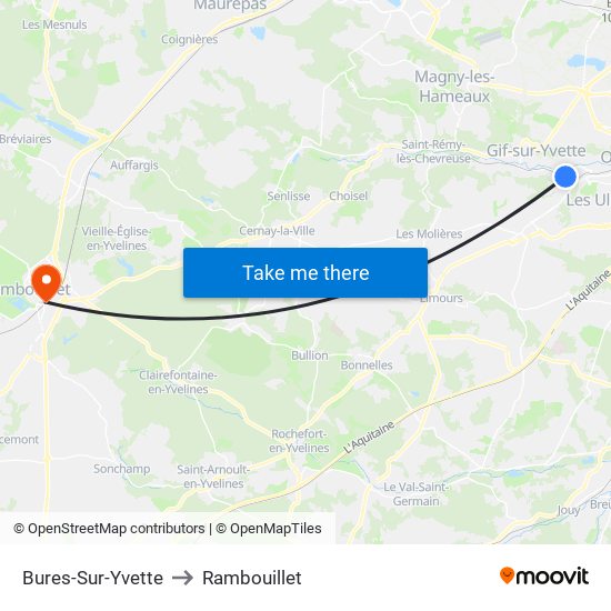 Bures-Sur-Yvette to Rambouillet map