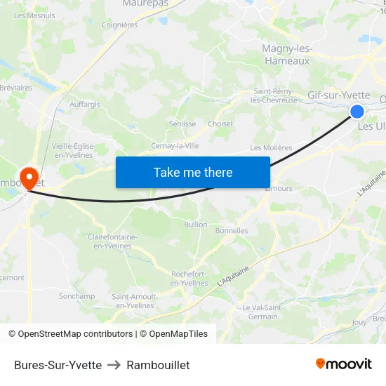 Bures-Sur-Yvette to Rambouillet map