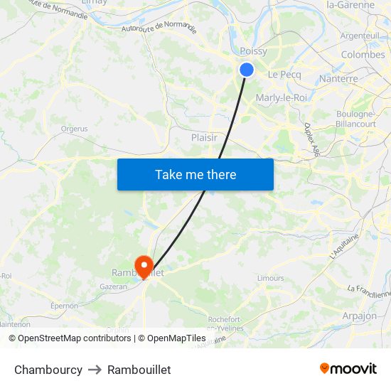 Chambourcy to Rambouillet map