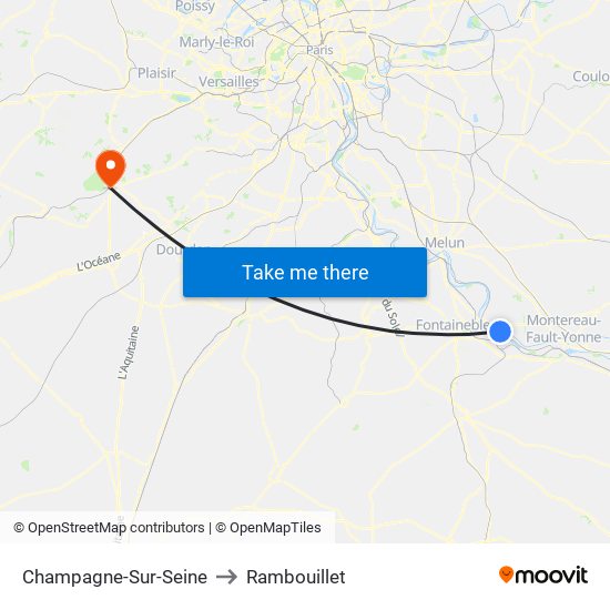 Champagne-Sur-Seine to Rambouillet map