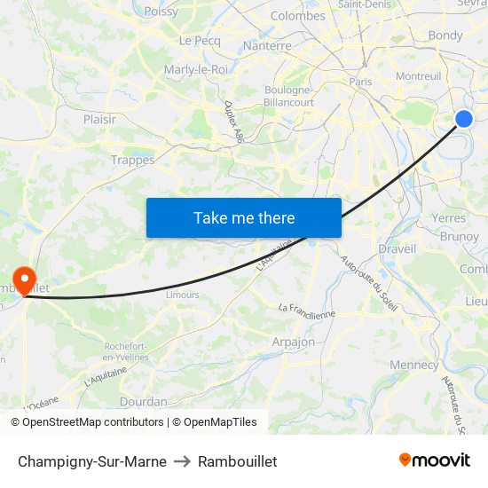 Champigny-Sur-Marne to Rambouillet map