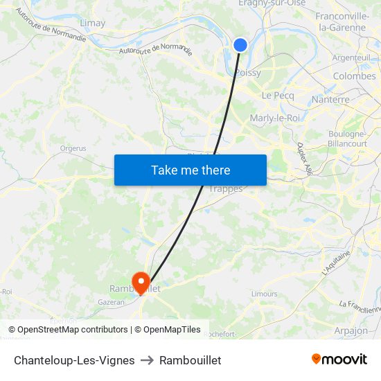 Chanteloup-Les-Vignes to Rambouillet map