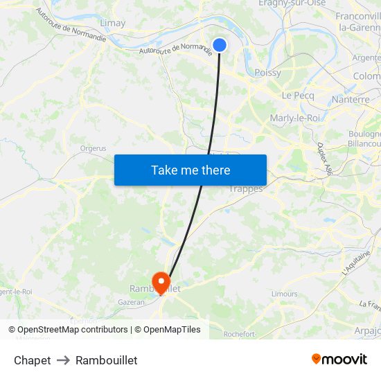 Chapet to Rambouillet map