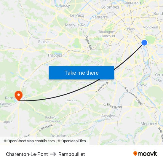 Charenton-Le-Pont to Rambouillet map