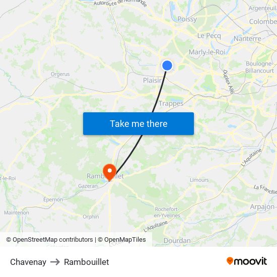 Chavenay to Rambouillet map