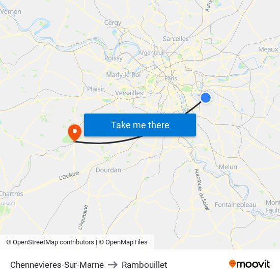Chennevieres-Sur-Marne to Rambouillet map
