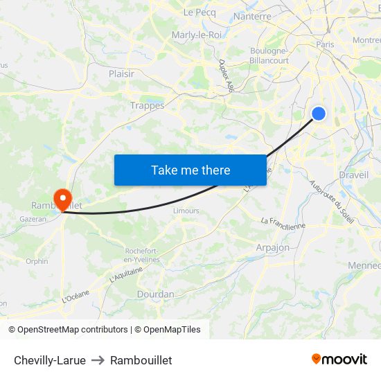 Chevilly-Larue to Rambouillet map