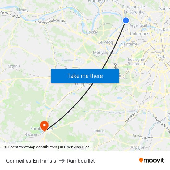 Cormeilles-En-Parisis to Rambouillet map