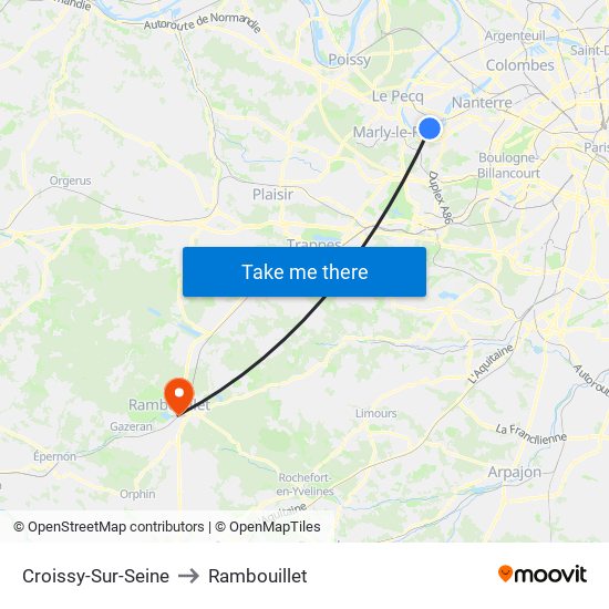 Croissy-Sur-Seine to Rambouillet map
