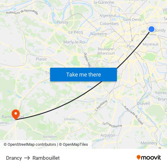 Drancy to Rambouillet map