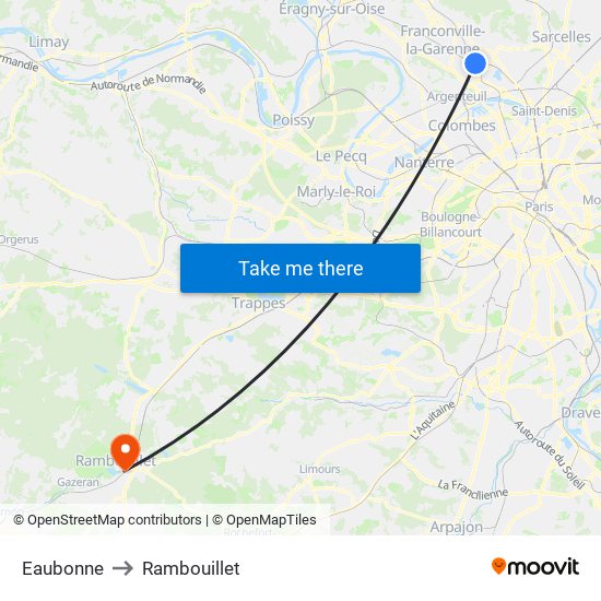 Eaubonne to Rambouillet map