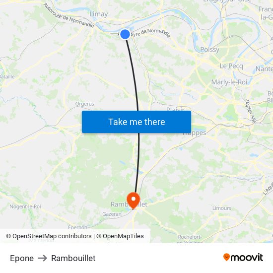 Epone to Rambouillet map