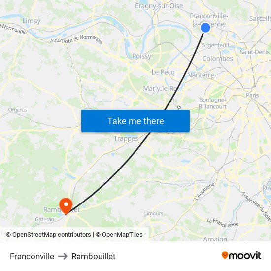 Franconville to Rambouillet map