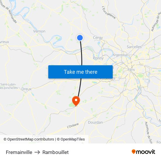 Fremainville to Rambouillet map