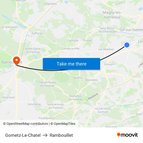 Gometz-Le-Chatel to Rambouillet map