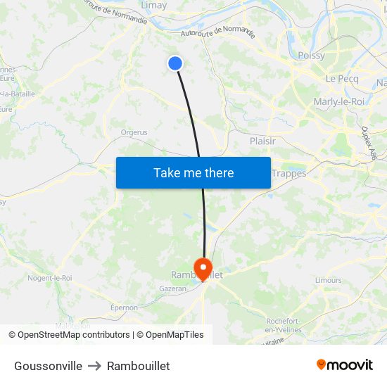 Goussonville to Rambouillet map