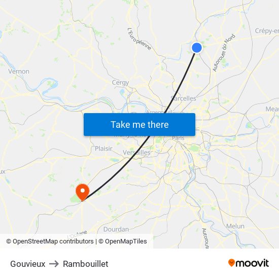 Gouvieux to Rambouillet map