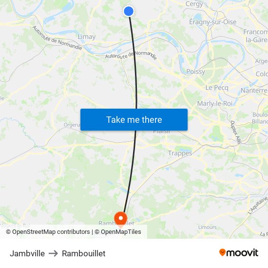 Jambville to Rambouillet map