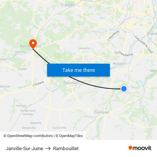 Janville-Sur-Juine to Rambouillet map