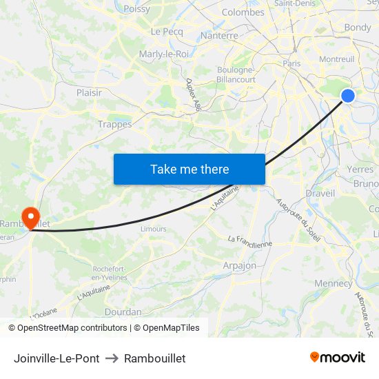 Joinville-Le-Pont to Rambouillet map