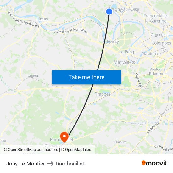 Jouy-Le-Moutier to Rambouillet map